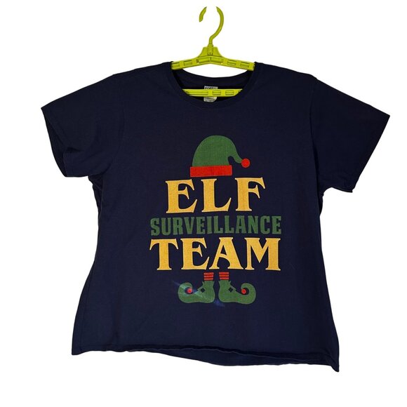 Port & Company Ladies 3XL Navy "Elf Surveillance Team" Graphic T-Shirt - Picture 1 of 7